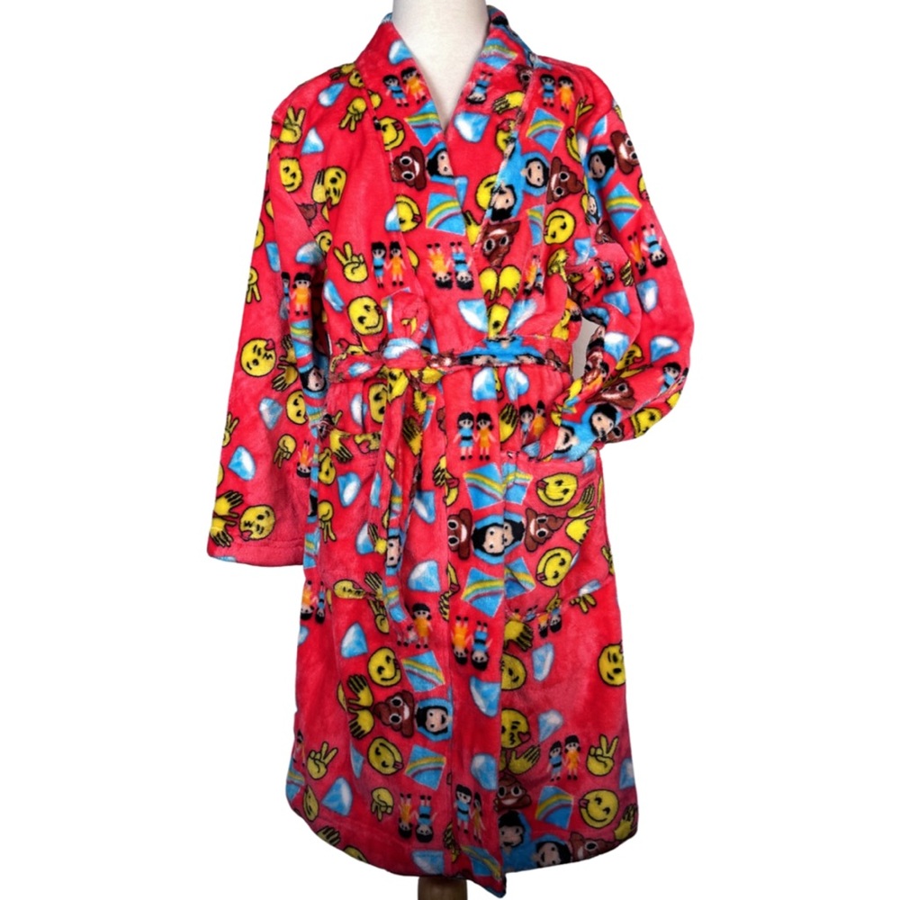 NWT Candy Pink Girls Emoji Design Super Soft Fleece Robes